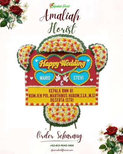 Karangan Papan Bunga Pernikahan di Ombolata